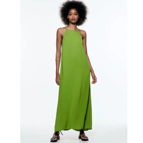 green emerald velvet dress Damson Madder - Sasha Ruffle Slip Dress with Cami - Sheer Olive main image 0